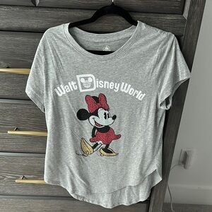 Disney Gray T-shirt with “crystal” embellished Minnie mouse on the front.